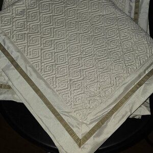 Bombay Ivory Silk Blend Full Bedspread Set with Gold Trim – 3pc